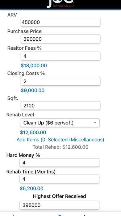 JHB Calculator Screenshot