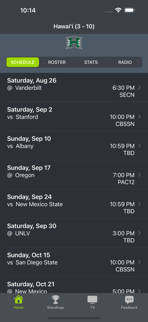 ‎Hawaii Football Schedules Screenshot