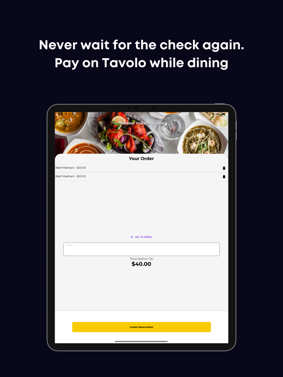 Tavolo - Reserve, Order, Pay! iPad screenshot 4 - Food & Drink app