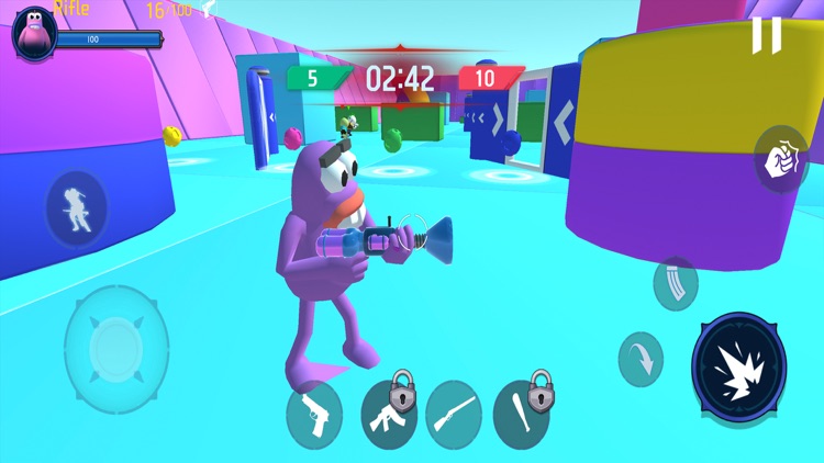 Yellow guy  paint ball gun