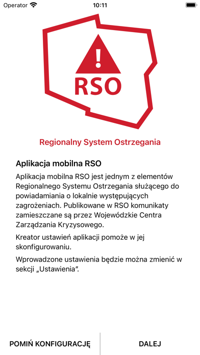 Regionalny System Ostrzegania Screenshot