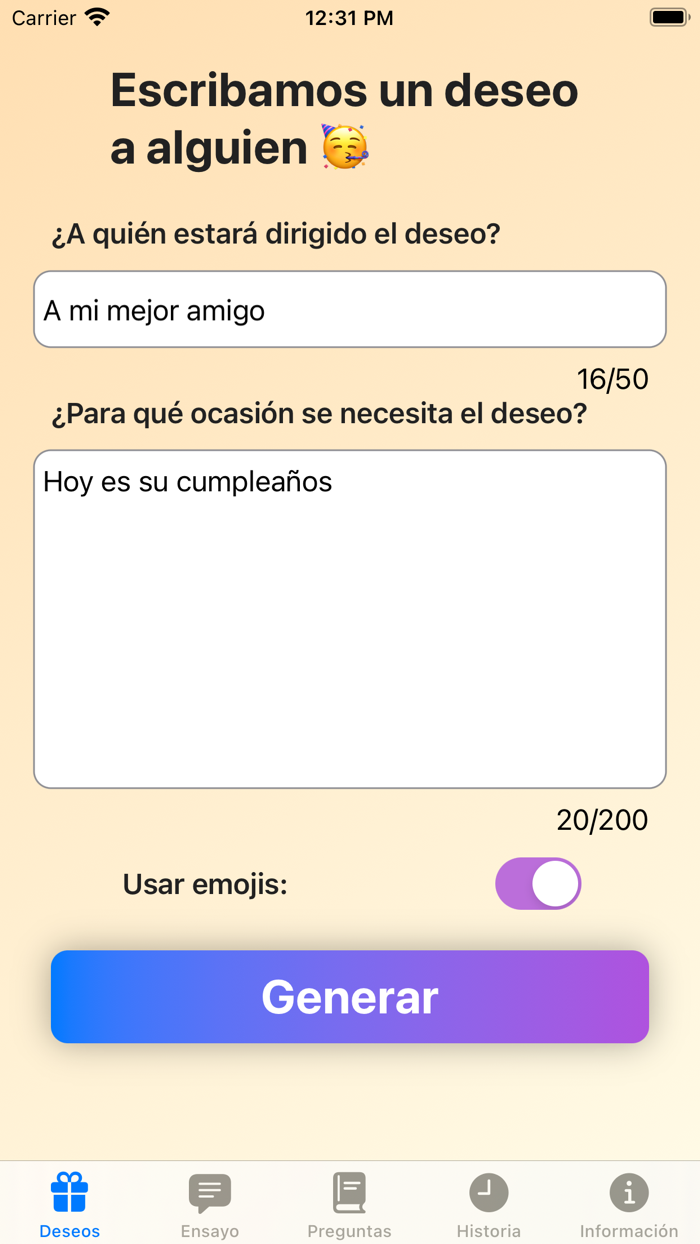 Wishes AI Saludos, Ensayos