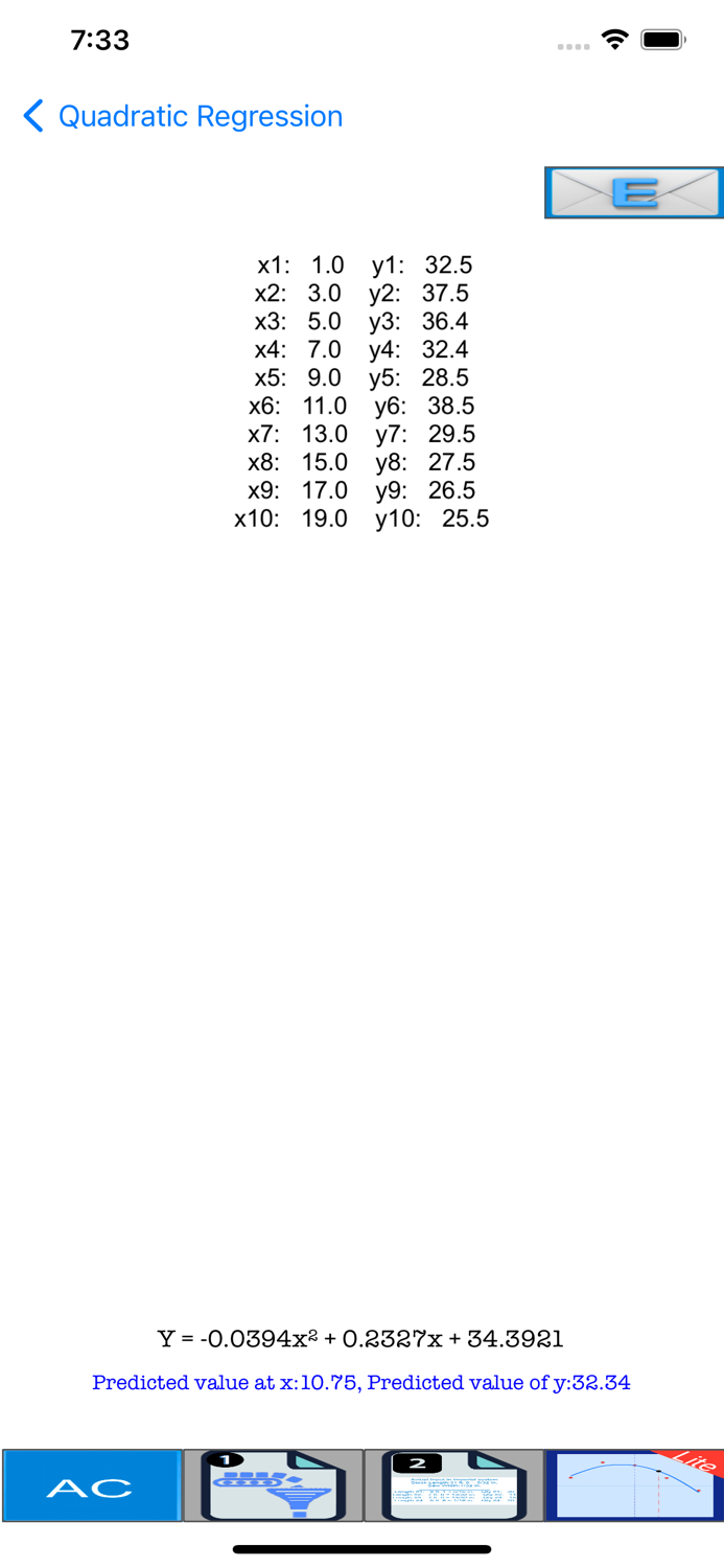 Quadratic Regression Equation