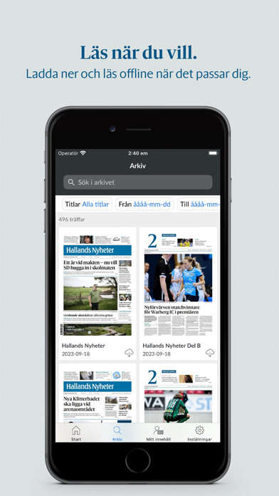 Hallands Nyheter e-tidning Screenshot