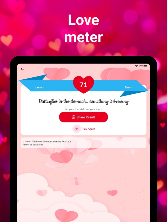 The app is called Love tester btw.