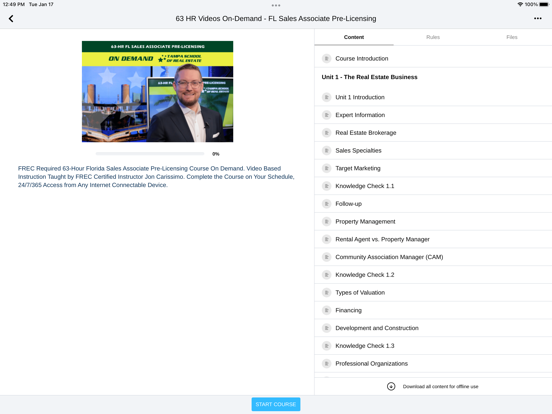 TSRE FL Real Estate Courses iPad screenshot 6 - Education app