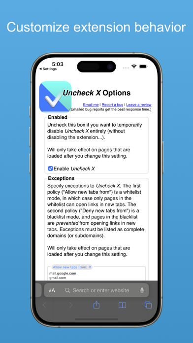 Uncheck X Screenshot