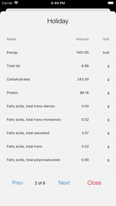 Meal Builder Screenshot