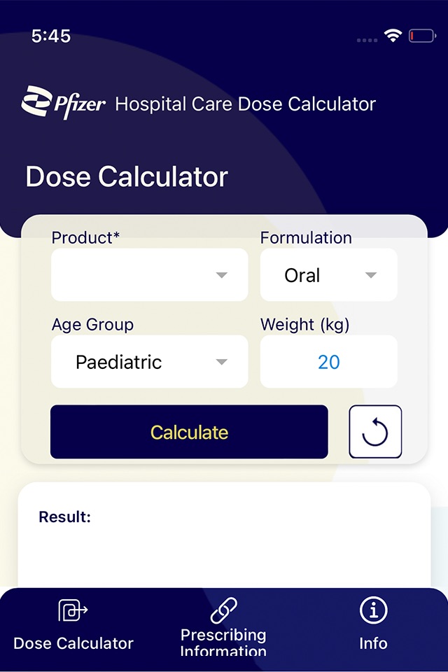 Pfizer Hospital Care Dose Calc screenshot 3