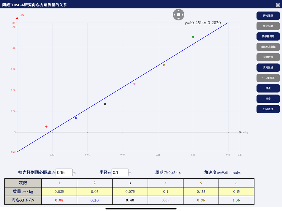 #5. 朗威®DISLab无线向心力实验器(电机版)专用软件 (iOS) Ved: 山东远大朗威教育科技股份有限公司