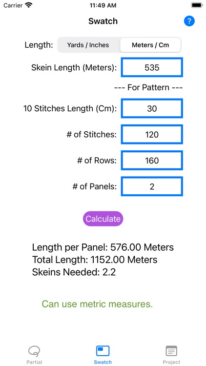 Yarn Amount Calculator screenshot-3