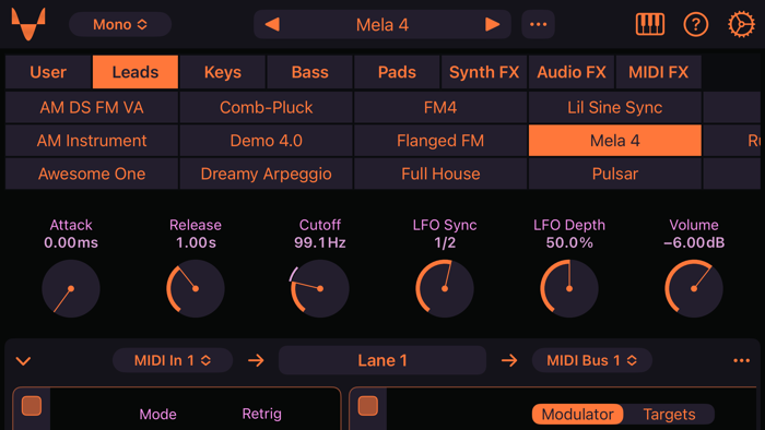 Mela 4 – AUv3 Synth FX MIDI
