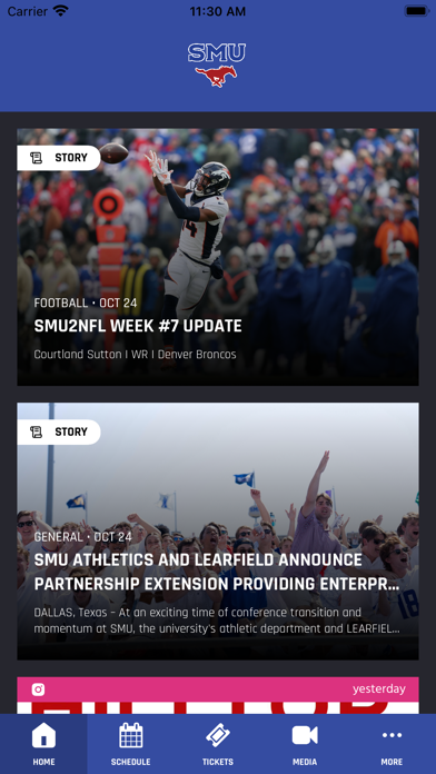 SMU Athletics Screenshot