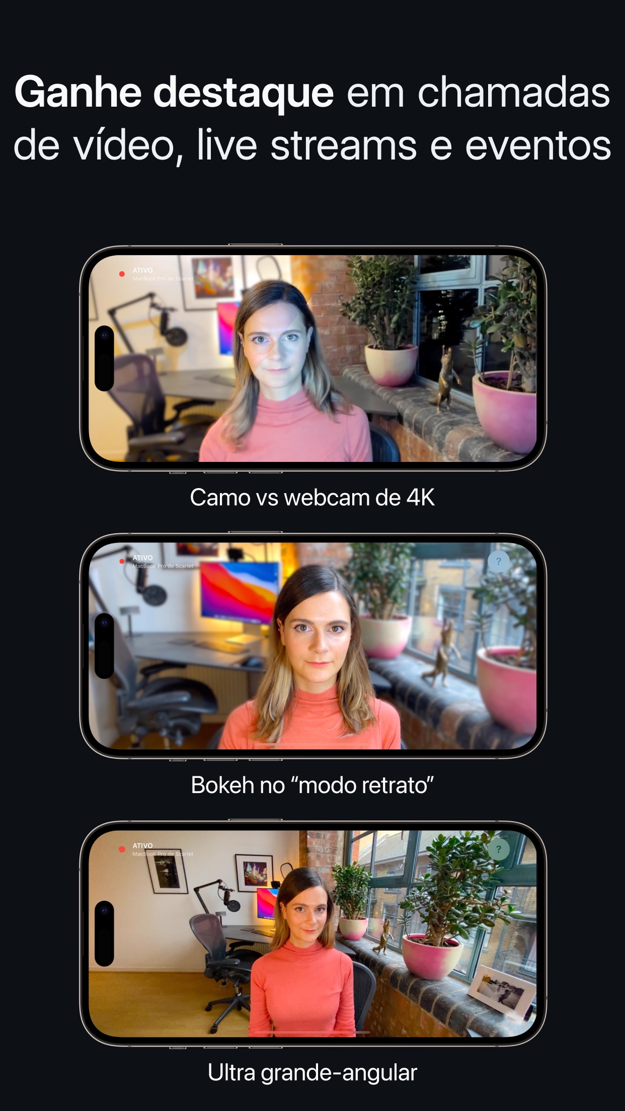 Screenshot do app Camo – webcam para Mac e PC