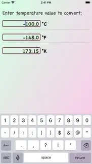 temperature unit conversion iphone screenshot 3
