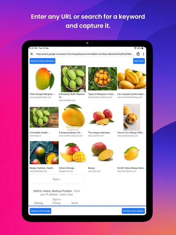 Web2Pics: Full Page Screenshot iPad screenshot 4 - Productivity app
