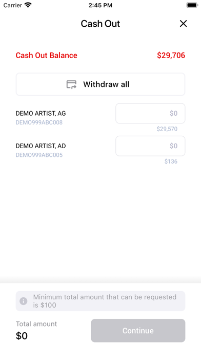 Artist Portal Screenshot