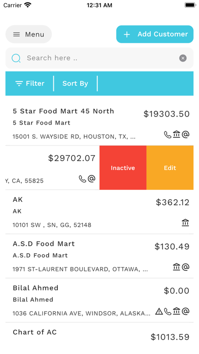 Otrack Invoice Screenshot