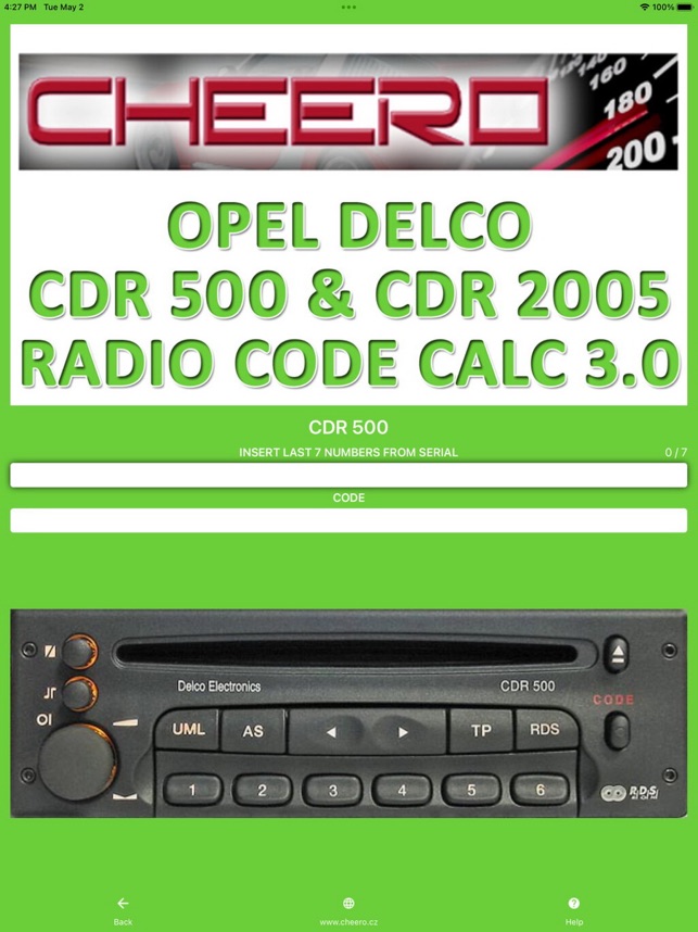 RADIO CODE for OPEL DELCO 500 en App Store