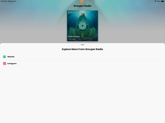 Grouper Radio iPad screenshot 3 - Music app