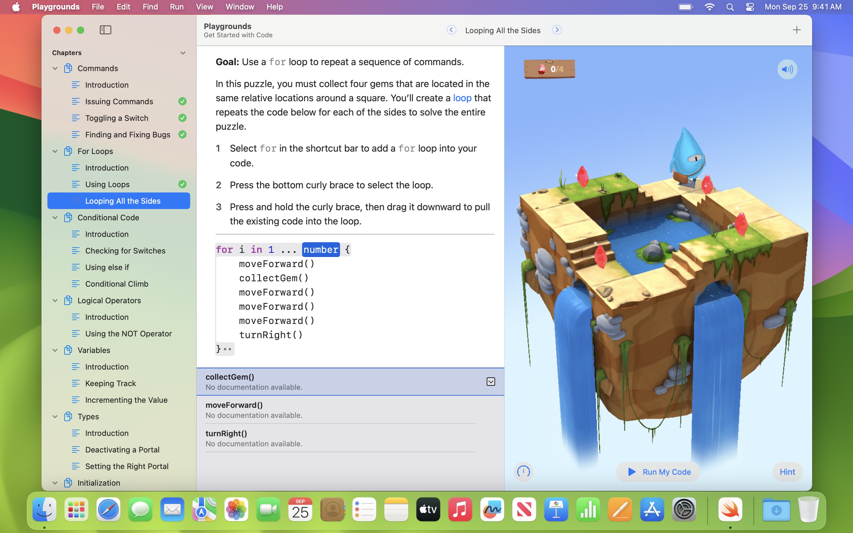 Screenshot do app Swift Playgrounds