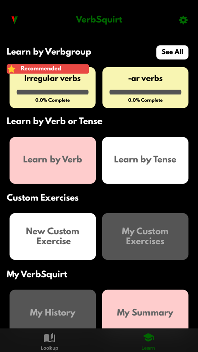 VerbSquirt Portuguese Verbs Screenshot