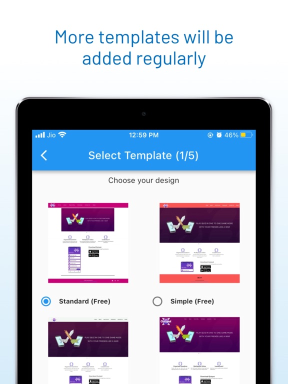 QuickWebsites: Website Builder iPad screenshot 5 - Productivity app