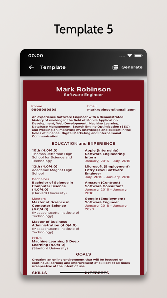 #7. Resume+ - CV Generator (iOS) 由: OnePercent