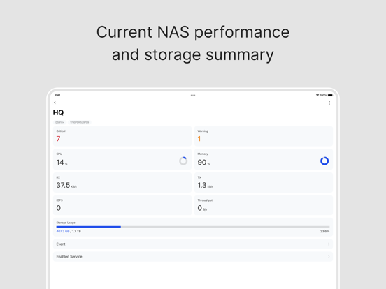 Synology Active Insight iPad app afbeelding 3