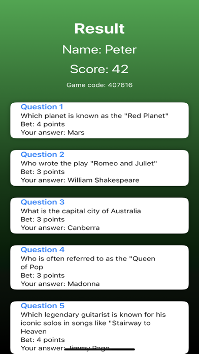 U-Bet Quiz screenshot
