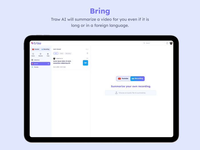 Traw AI - Video Recap