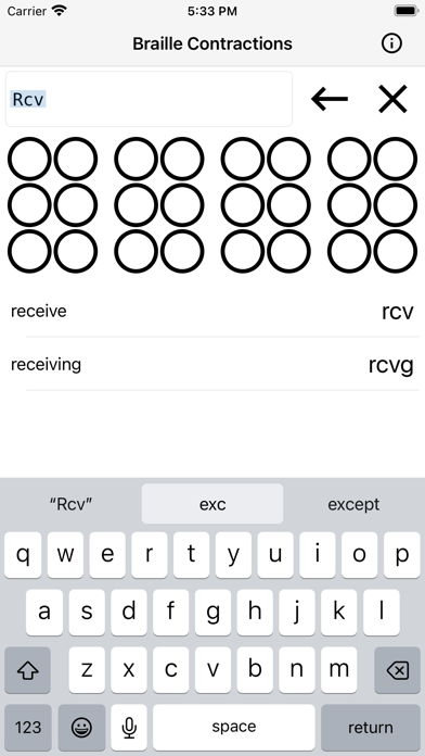 Braille Contraction Lookup Screenshot