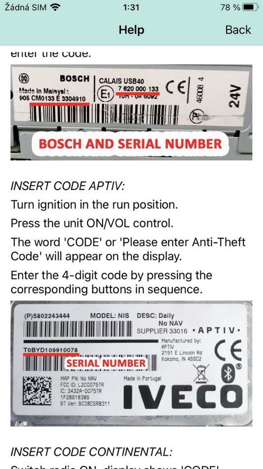 #8. RADIO CODE for IVECO TRUCK (iOS) 由: Petr Svihovec