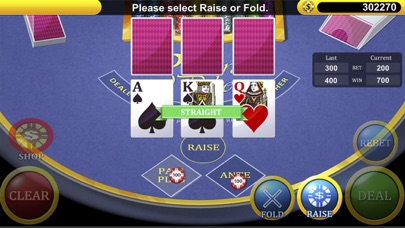 Three Card Poker Casino Game Screenshot