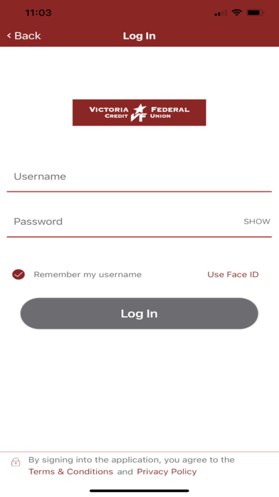 Victoria FCU Card Alerts Screenshot