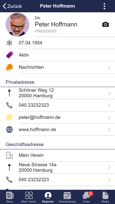 Vereins-App Screenshot