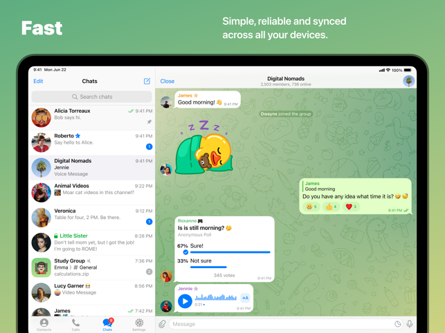 Snímek obrazovky Telegram Messenger
