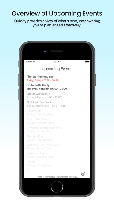 Upcoming Calendar Events Screenshot