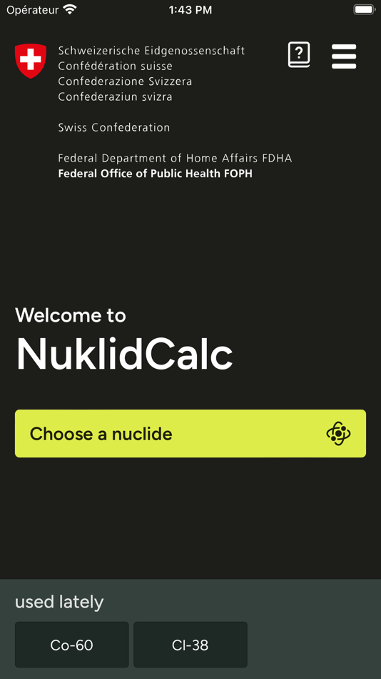 #1. NuklidCalc RC (iOS) 由: Bundesamt für Gesundheit BAG