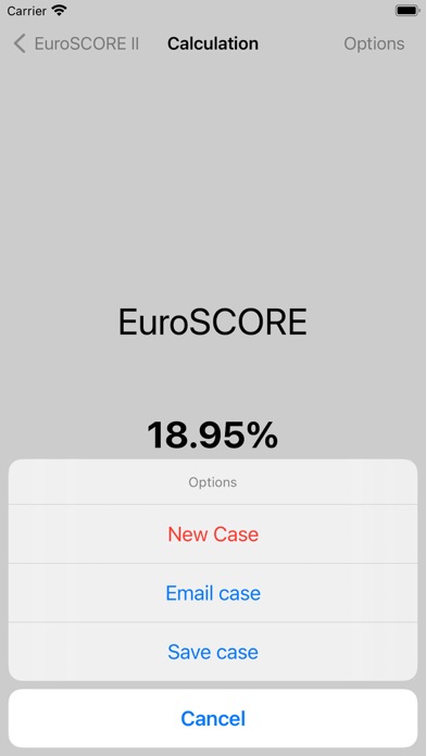 EuroSCORE II Screenshot