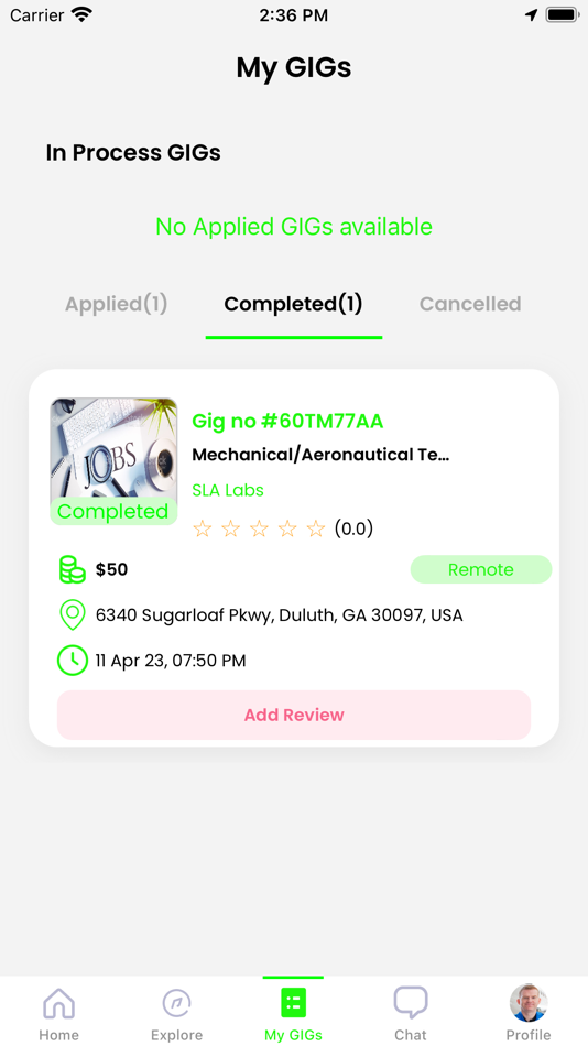 #3. GigPilot App (iOS) By: Douglas Zweber