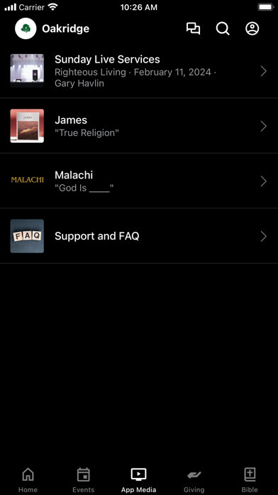 Oakridge Baptist Church Screenshot