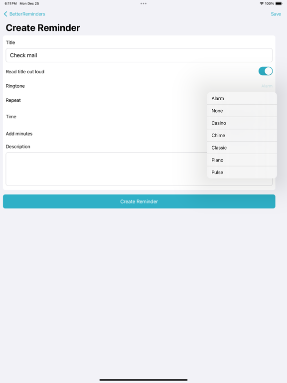BetterReminders iPad screenshot 3 - Productivity app
