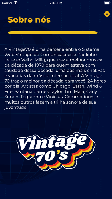 Vintage 70's Web Radio Screenshot