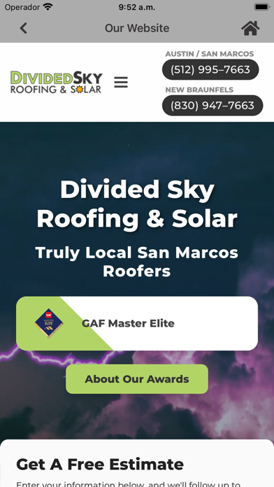 Divided Sky Roofing & Solar Screenshot