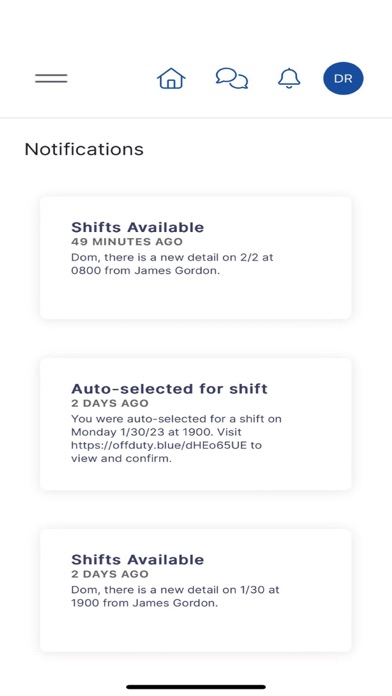 Off Duty Blue Officer App Screenshot
