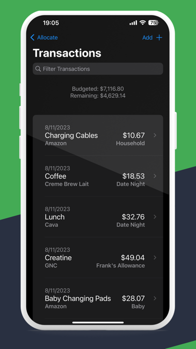 Allocate: Budget Tracker Screenshot