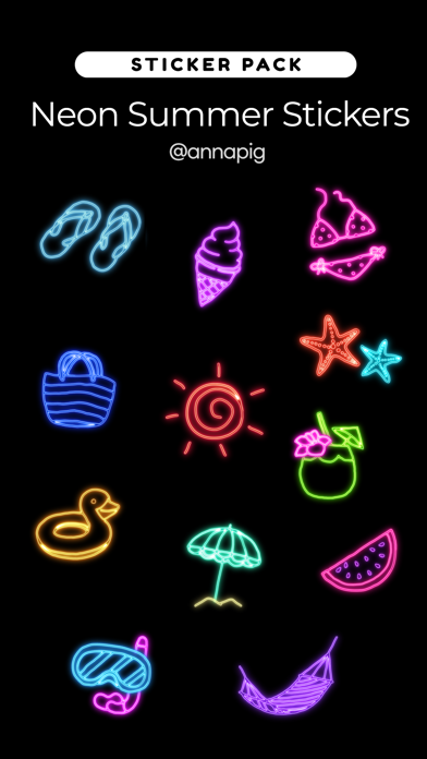Screenshot #1 pour Neon Summer Stickers