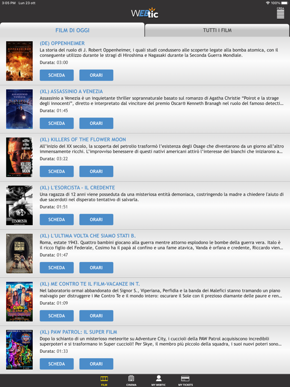 Screenshot #4 pour Webtic Prenotazioni Cinema