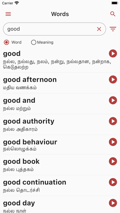 Tamil Dictionary Screenshot